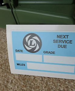 Land Rover Defender 90 110 V8 Leyland Service due at.. Bulkhead Sticker Decal
